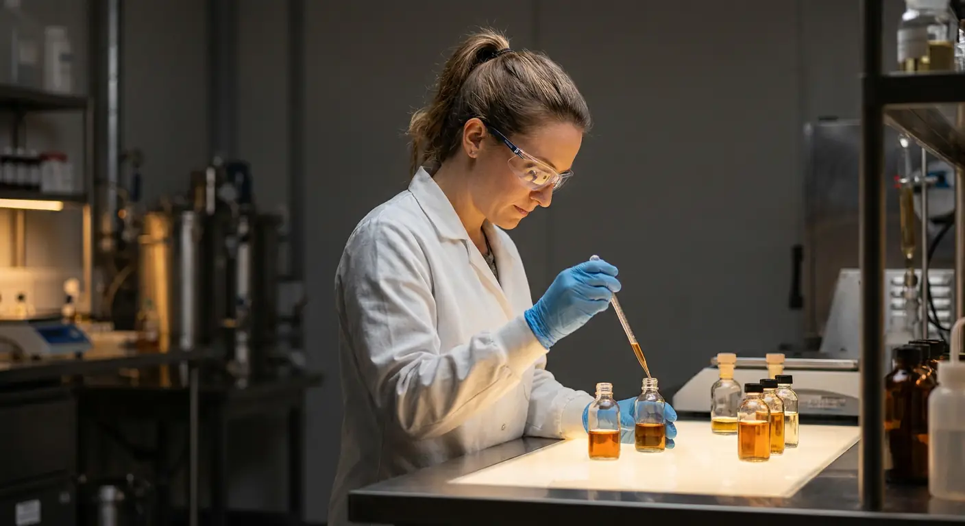 Flavourist working in the Coral flavour laboratory