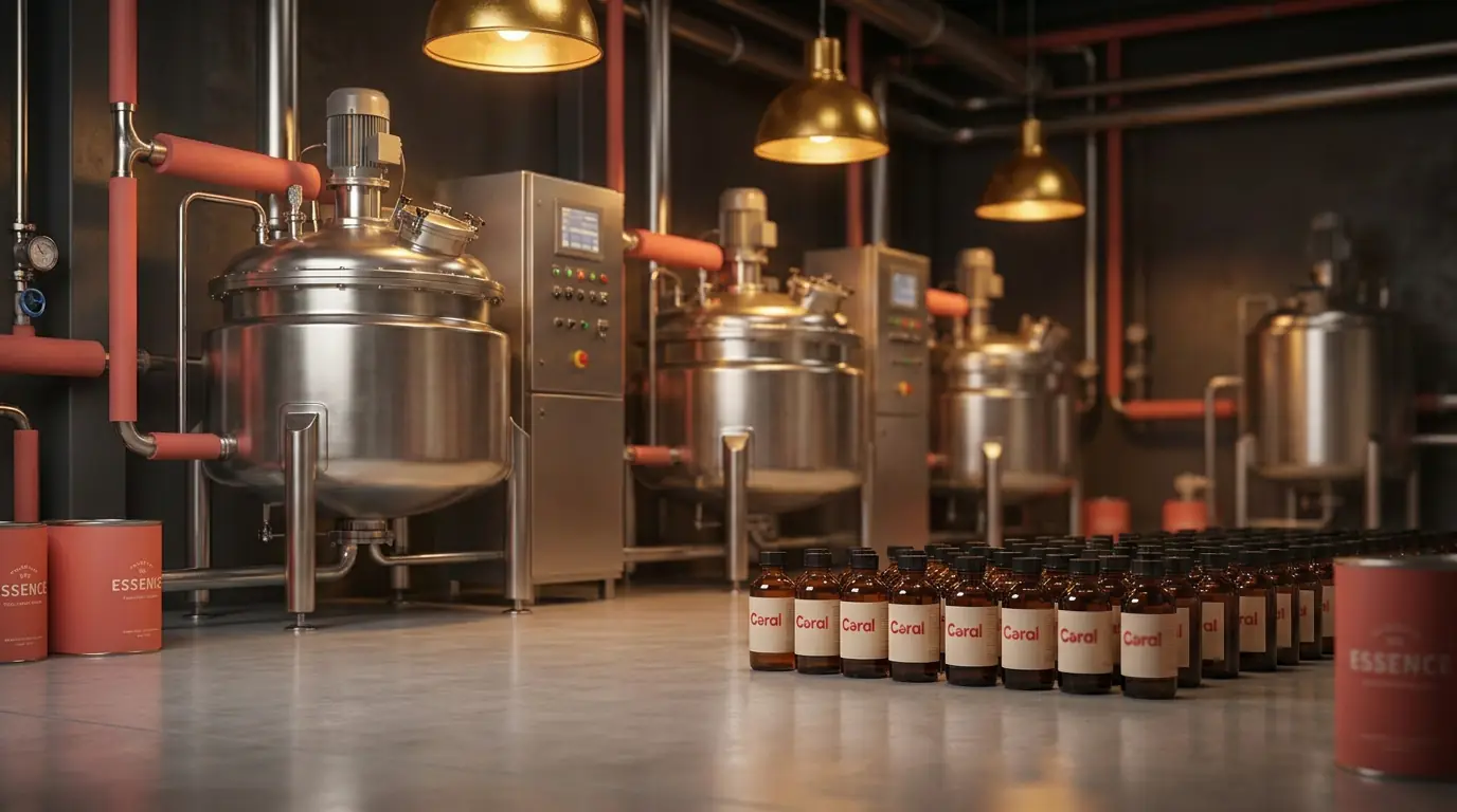 Coral Foods & Flavours manufacturing facility and essence bottles